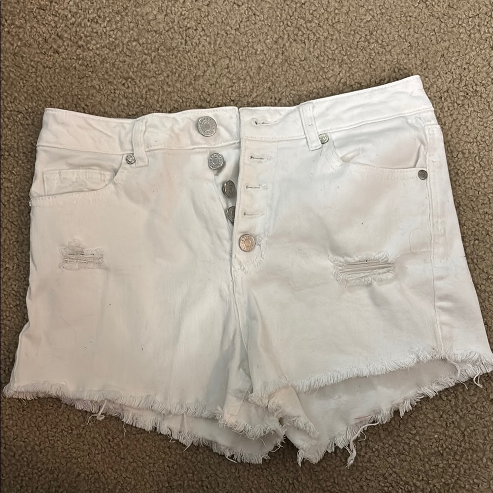 Women's High Waisted White Denim Shorts